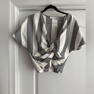 Anthropologie Black and White Striped Blouse